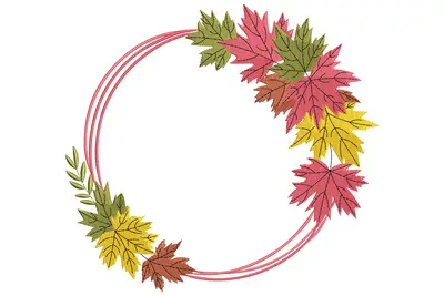 Free Autumn Leaves Wreath Embroidery Design