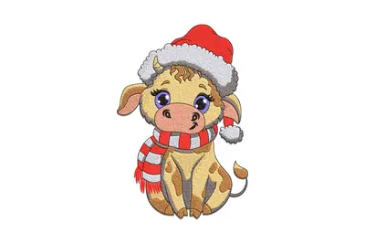 Free Christmas Cow Embroidery Design