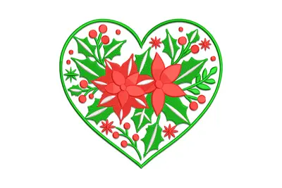 Free Christmas Floral Heart Embroidery Design