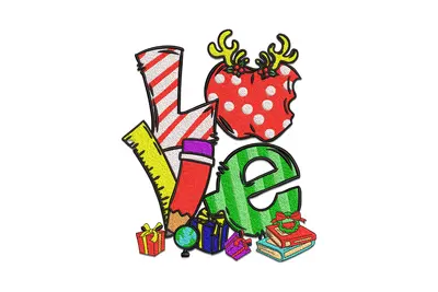 Free Christmas LOVE Embroidery Design