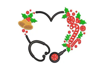 Free Christmas Stethoscope Heart Machine Embroidery Design