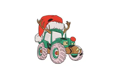 Free Christmas Tractor Embroidery Design