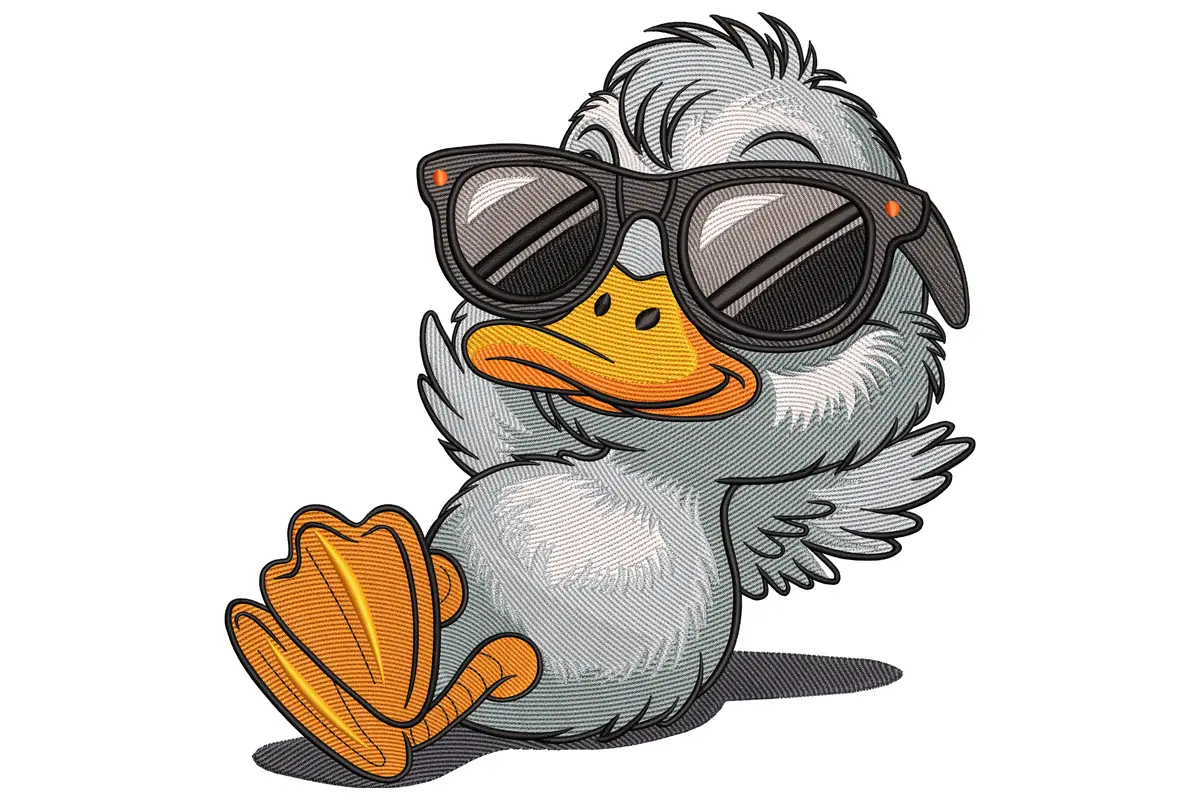 Cool Duck Embroidery Design