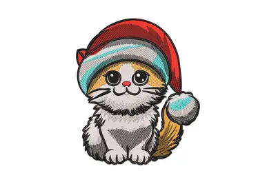 Free Cute Kitty Christmas Embroidery Design