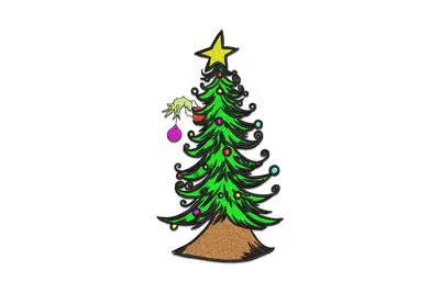 Free Grinch-Inspired Christmas Tree Embroidery Design
