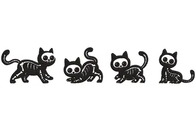 Free Halloween Skeleton Cat Embroidery Design