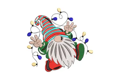 Free Premium Christmas Gnome with Lights Embroidery Design
