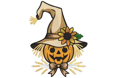 Free Pumpkin Scarecrow Hat Embroidery Design