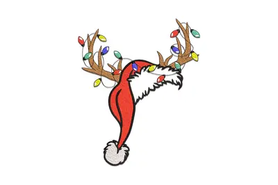 Free Santa Hat with Antlers Embroidery Design
