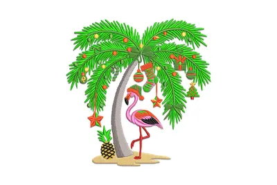 Free Tropical Flamingo Christmas Embroidery Design