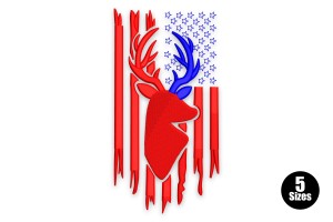 American Flag Deer Embroidery Design