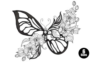 Butterfly Floral Machine Embroidery Design