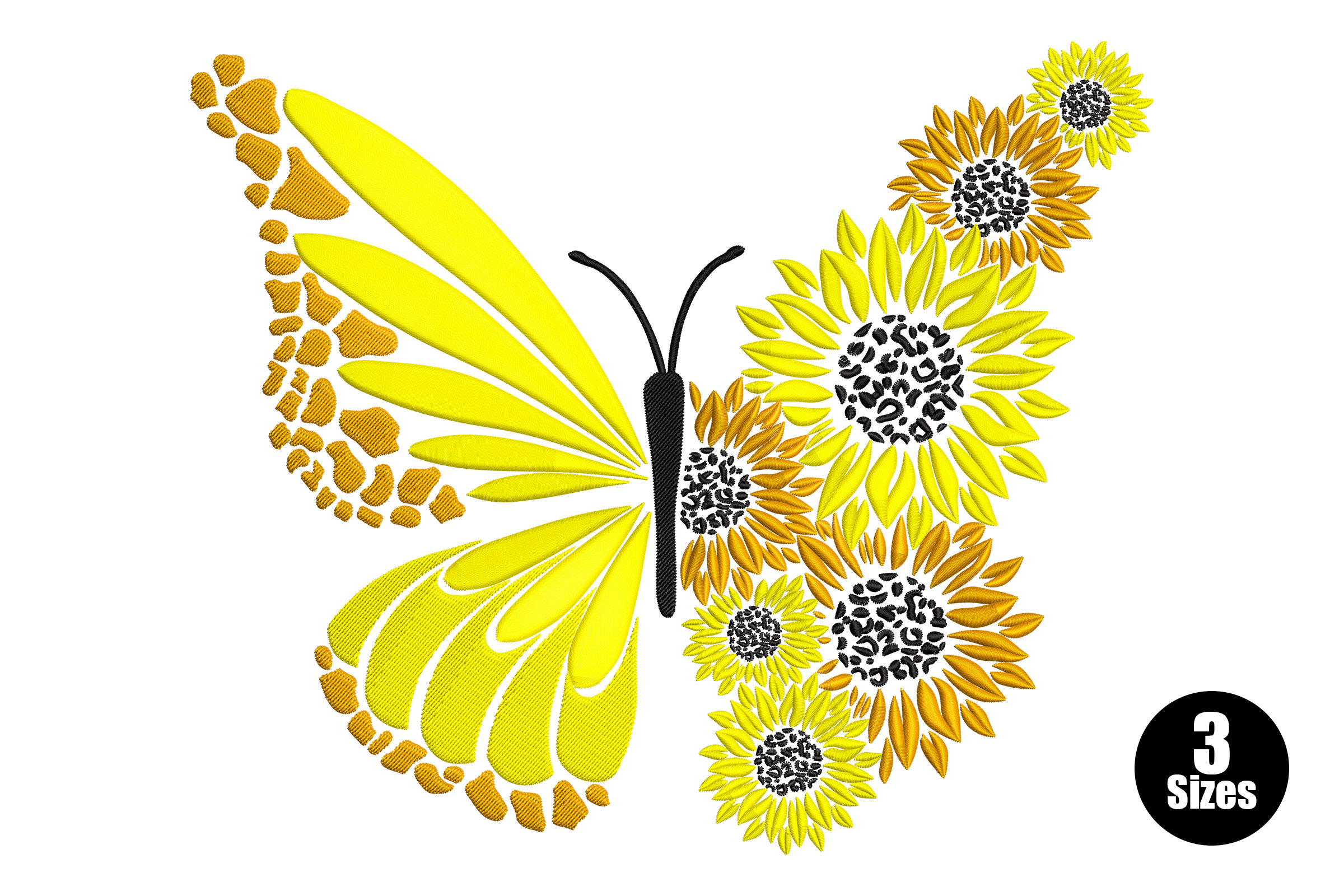 Butterfly Sunflower Embroidery Design