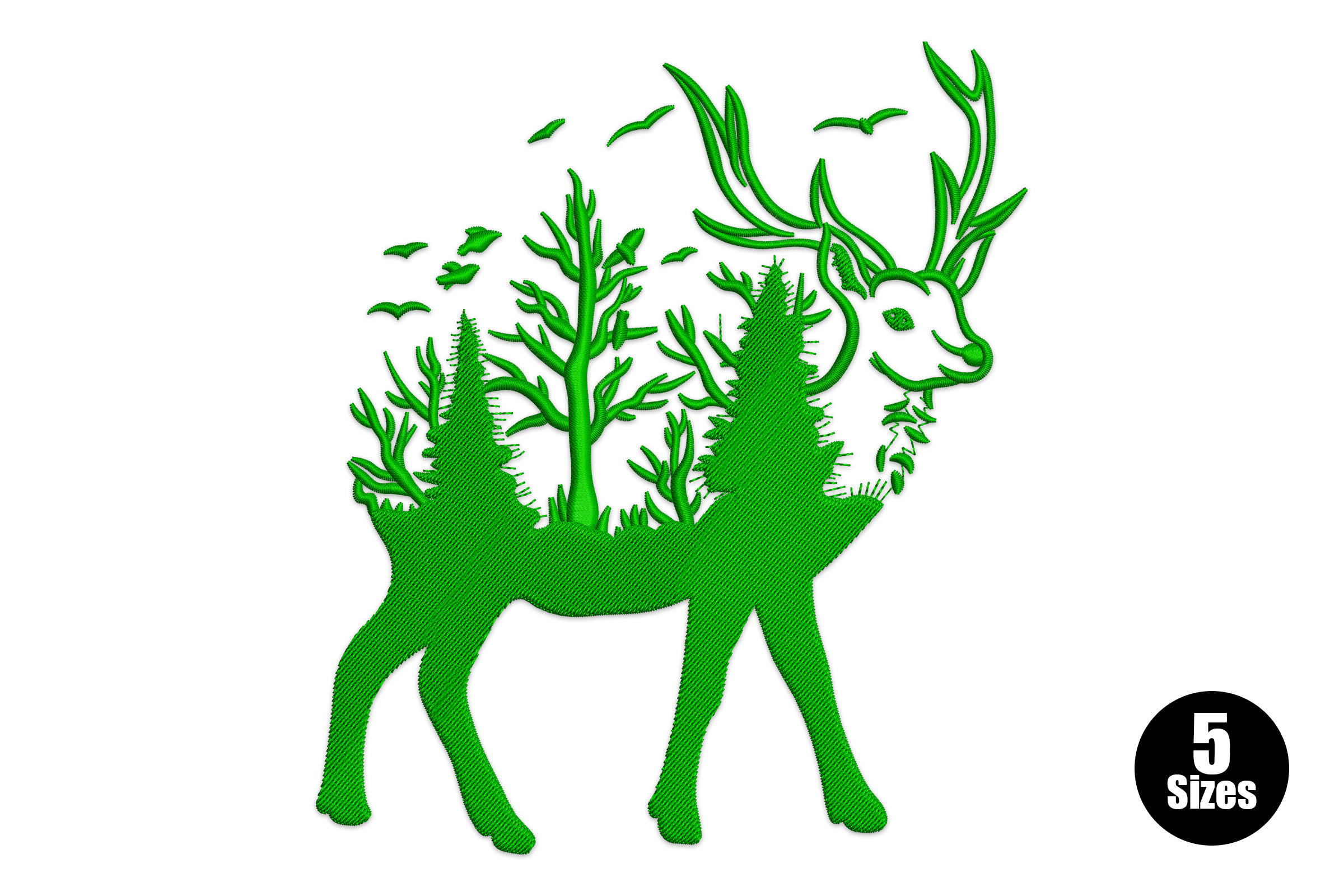 Deer Forest Embroidery Design