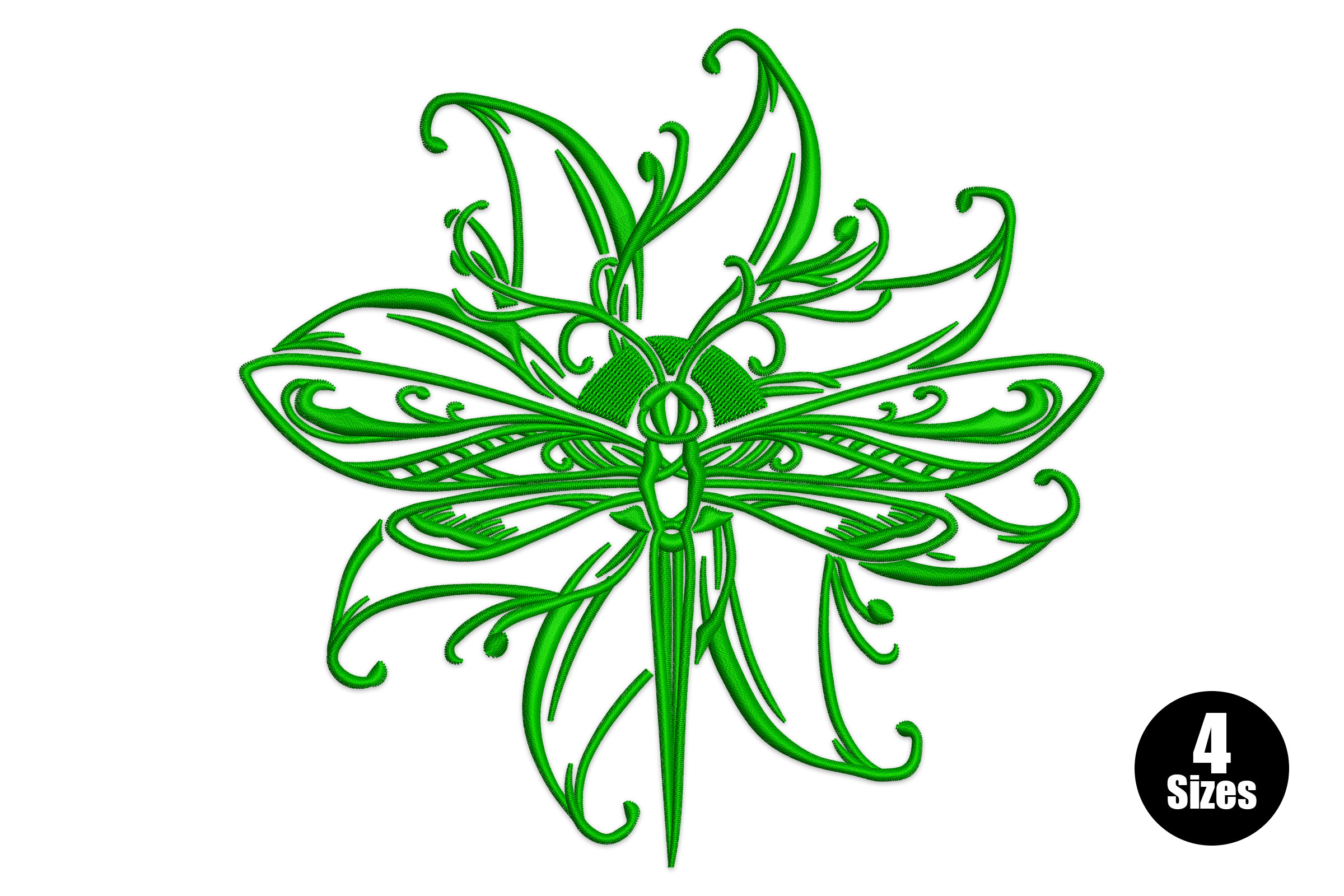 Dragonfly Floral Machine Embroidery Design