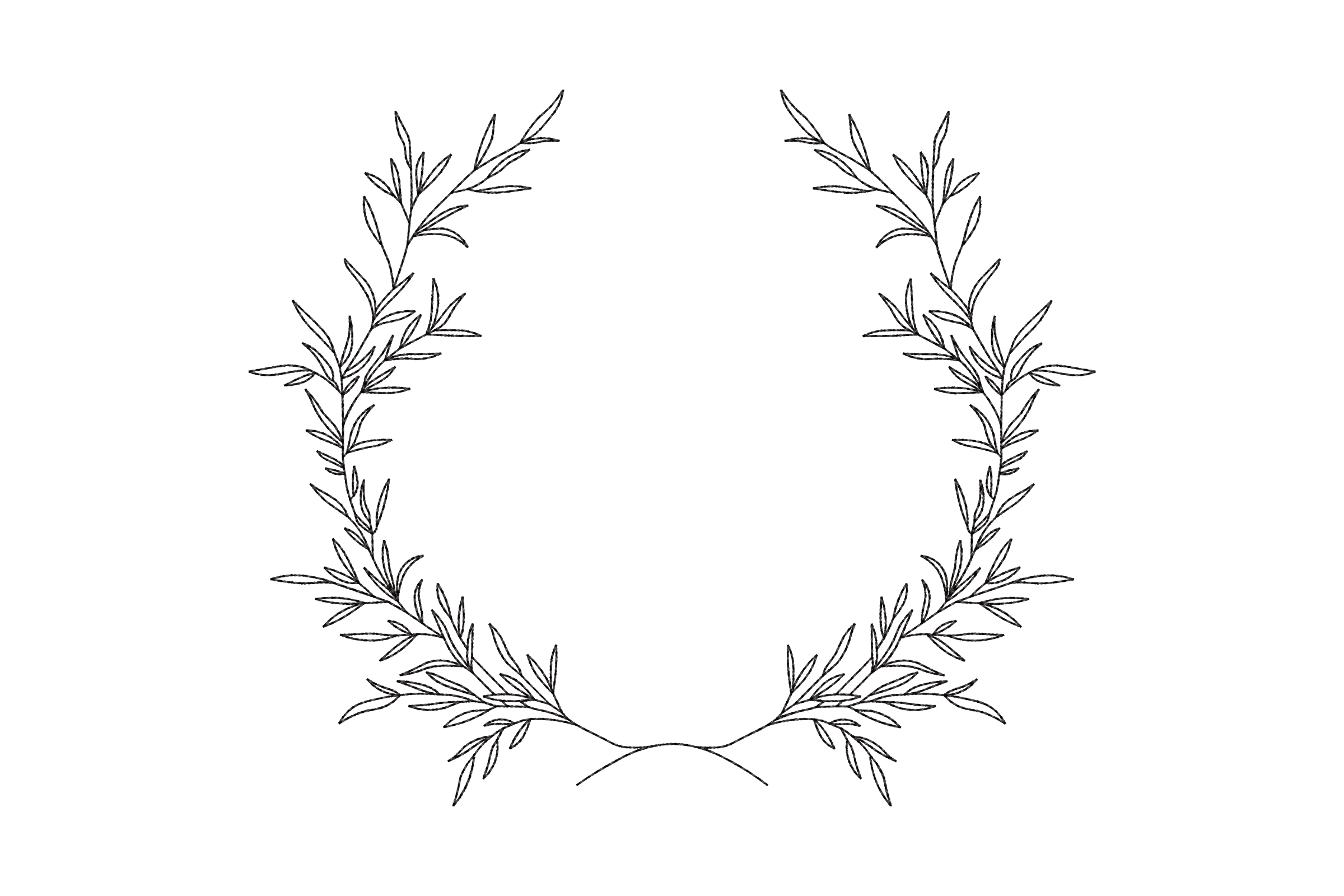 Elegant Leaf Wreath Embroidery Design