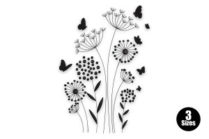 Elegant Wildflowers and Butterflies Embroidery Design