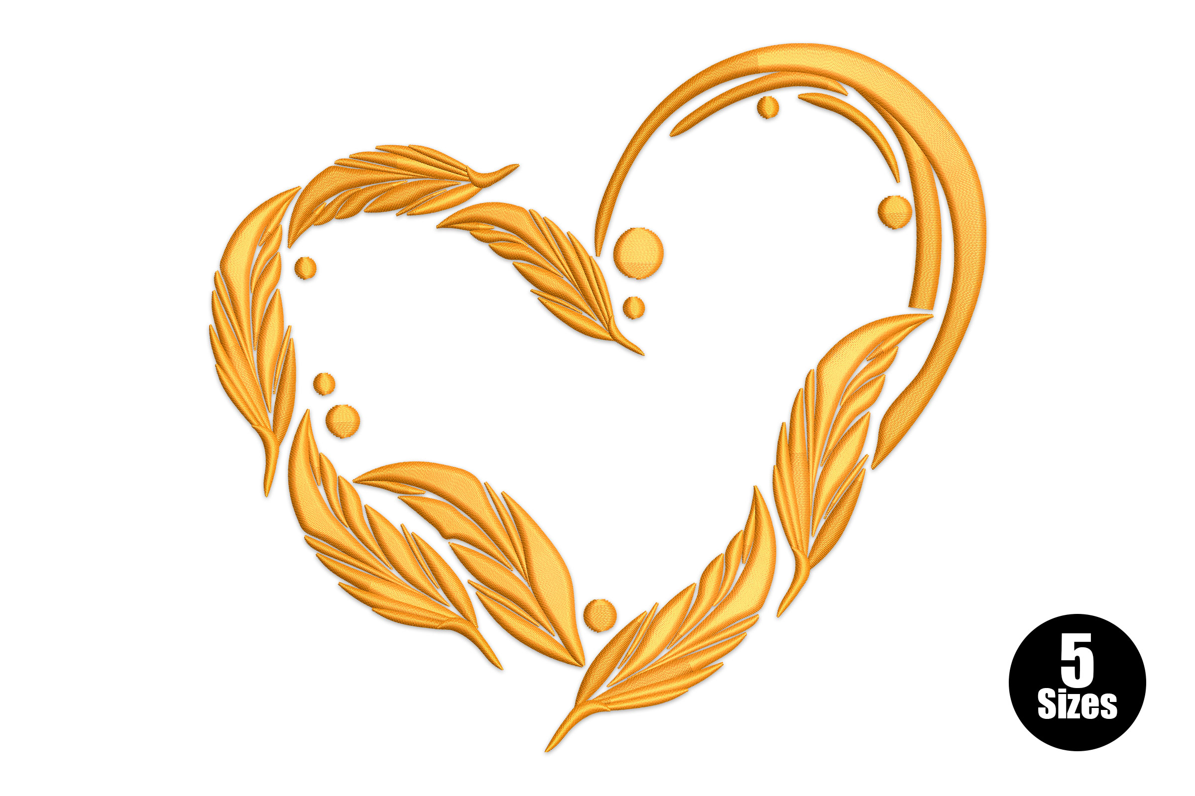 Feather Heart Embroidery Design