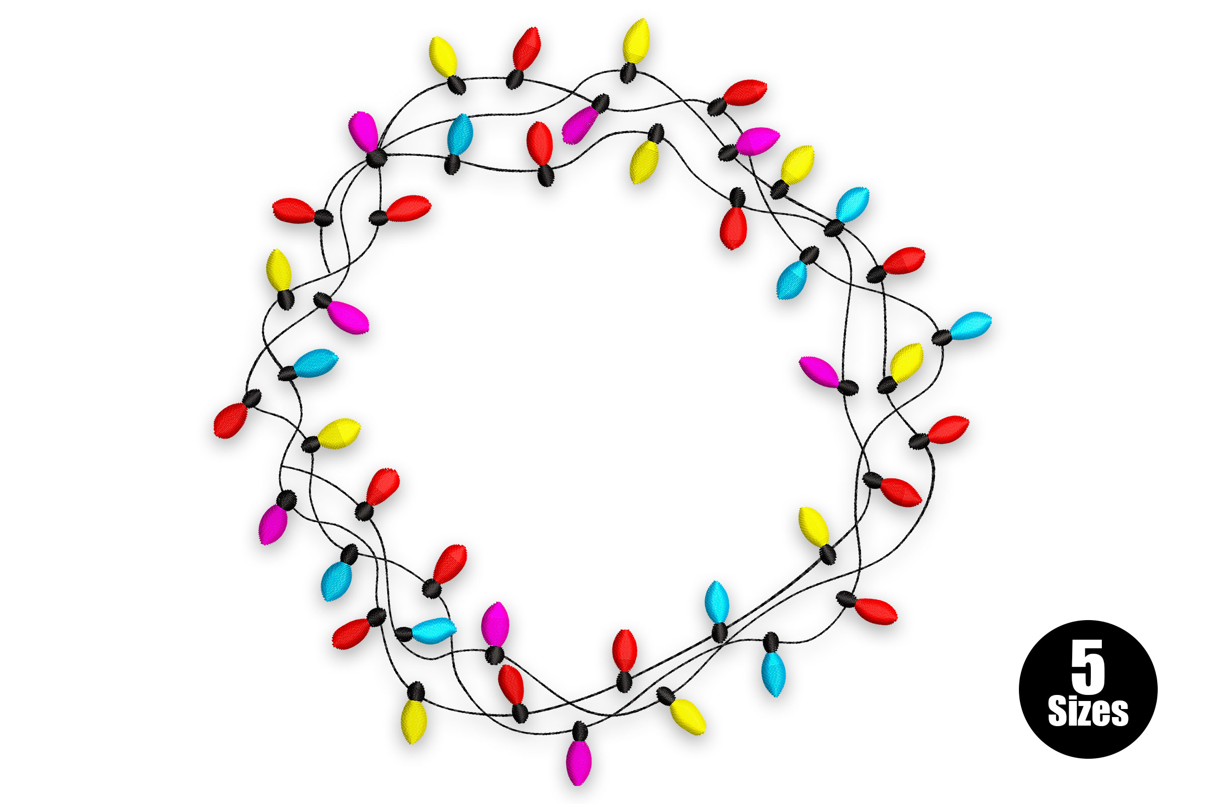 Festive Colorful String Lights Embroidery Design