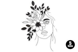 Floral Face Embroidery Design