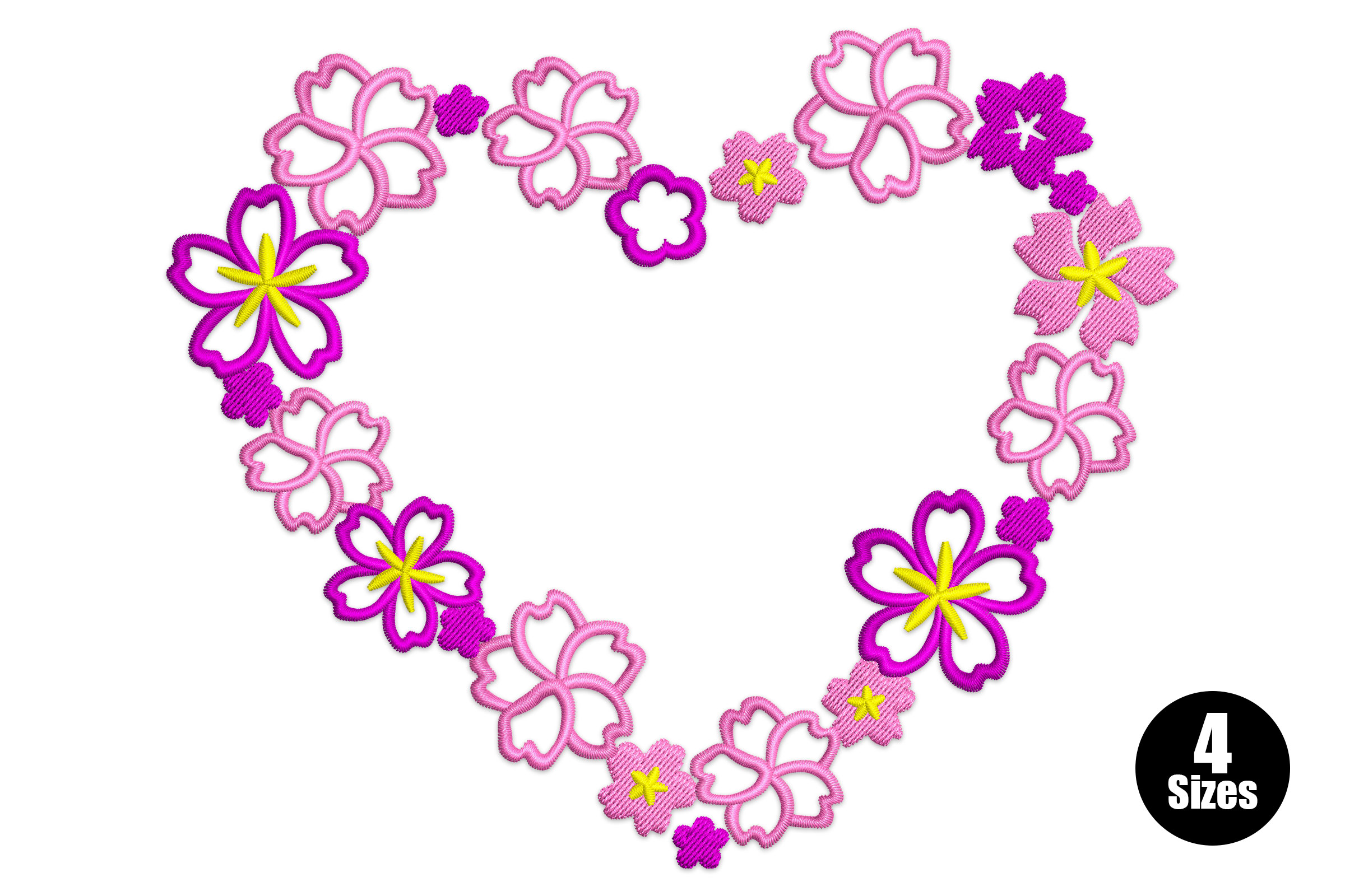 Floral Heart Embroidery Design