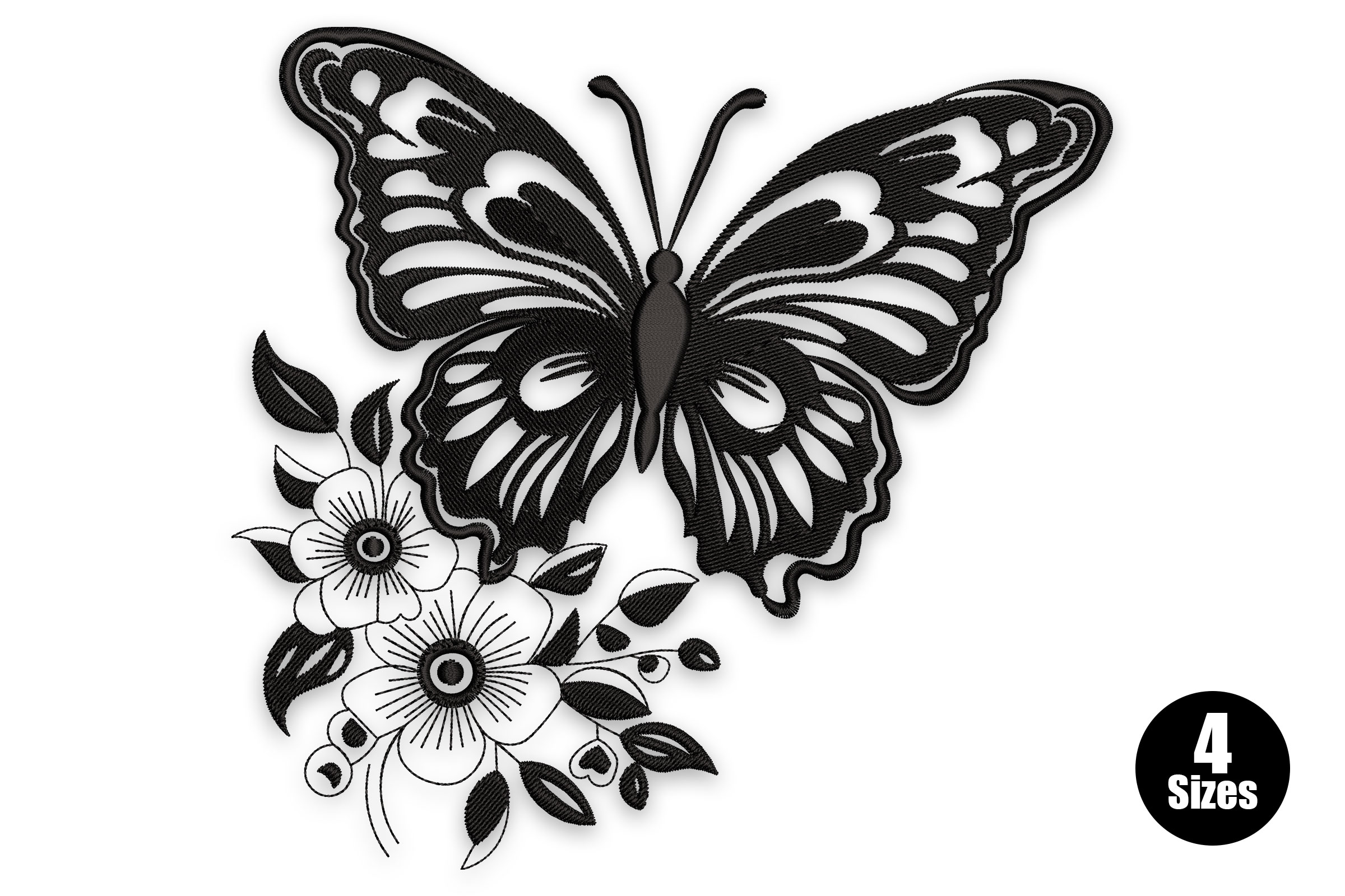 Free Butterfly and Floral Machine Embroidery Design