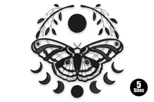 Free Butterfly and Moon Machine Embroidery Design