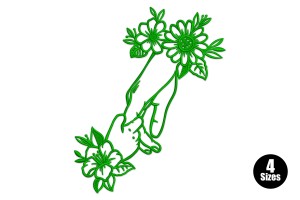 Free Floral Hand Holding Embroidery Design