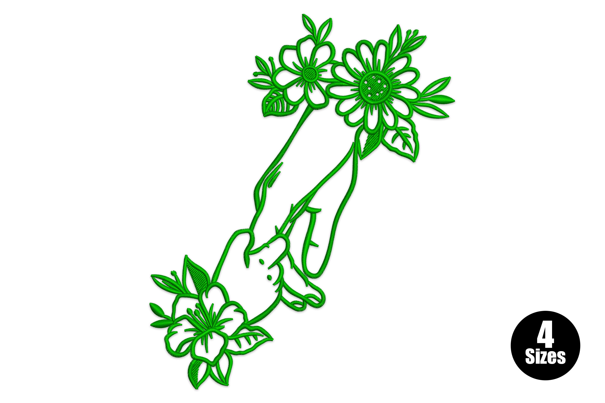 Free Floral Hand Holding Embroidery Design