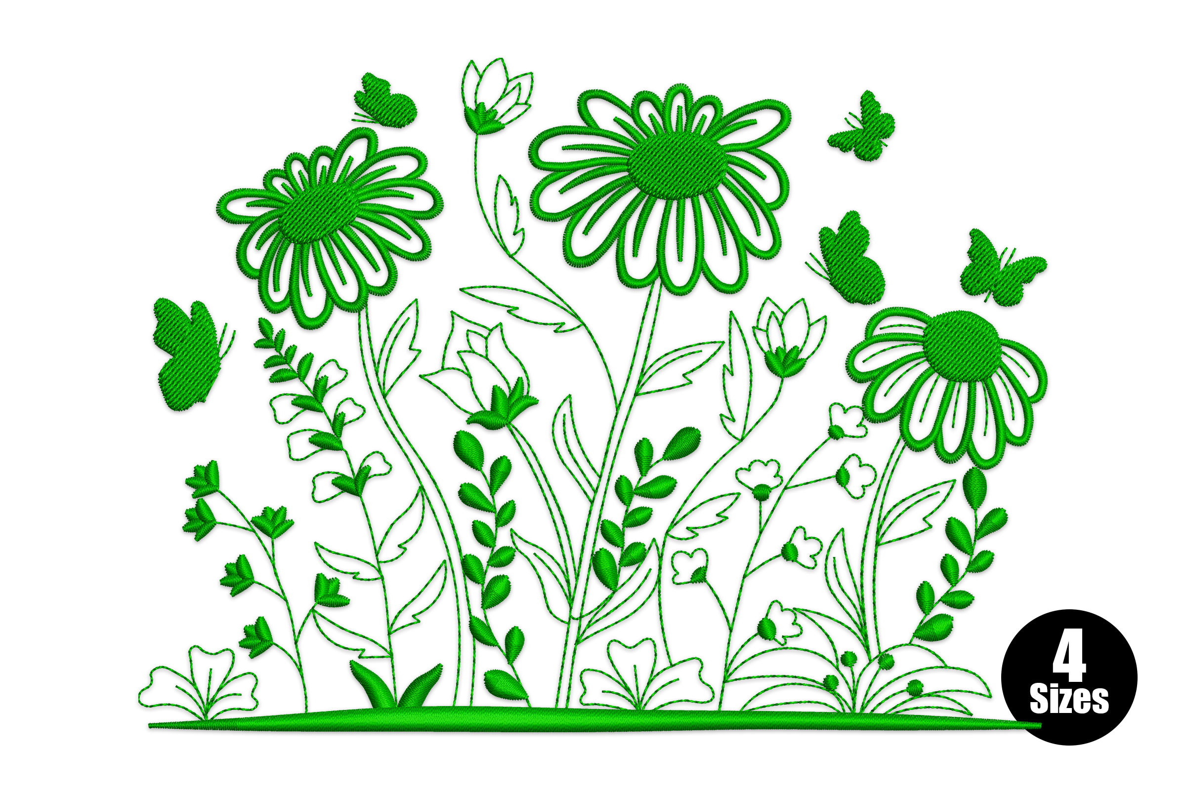 Free Flower Field Embroidery Design