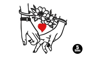 Free Romantic Holding Hands Embroidery Design