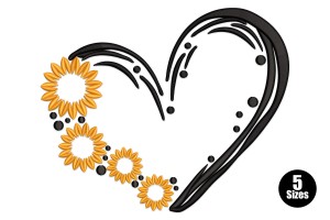 Free Sunflower Heart Machine Embroidery Design