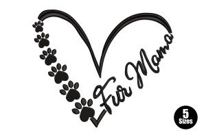 Fur Mama Heart Paw Embroidery Design