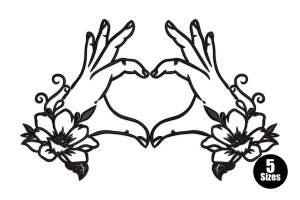 Hands Forming Heart Floral Machine Embroidery Design