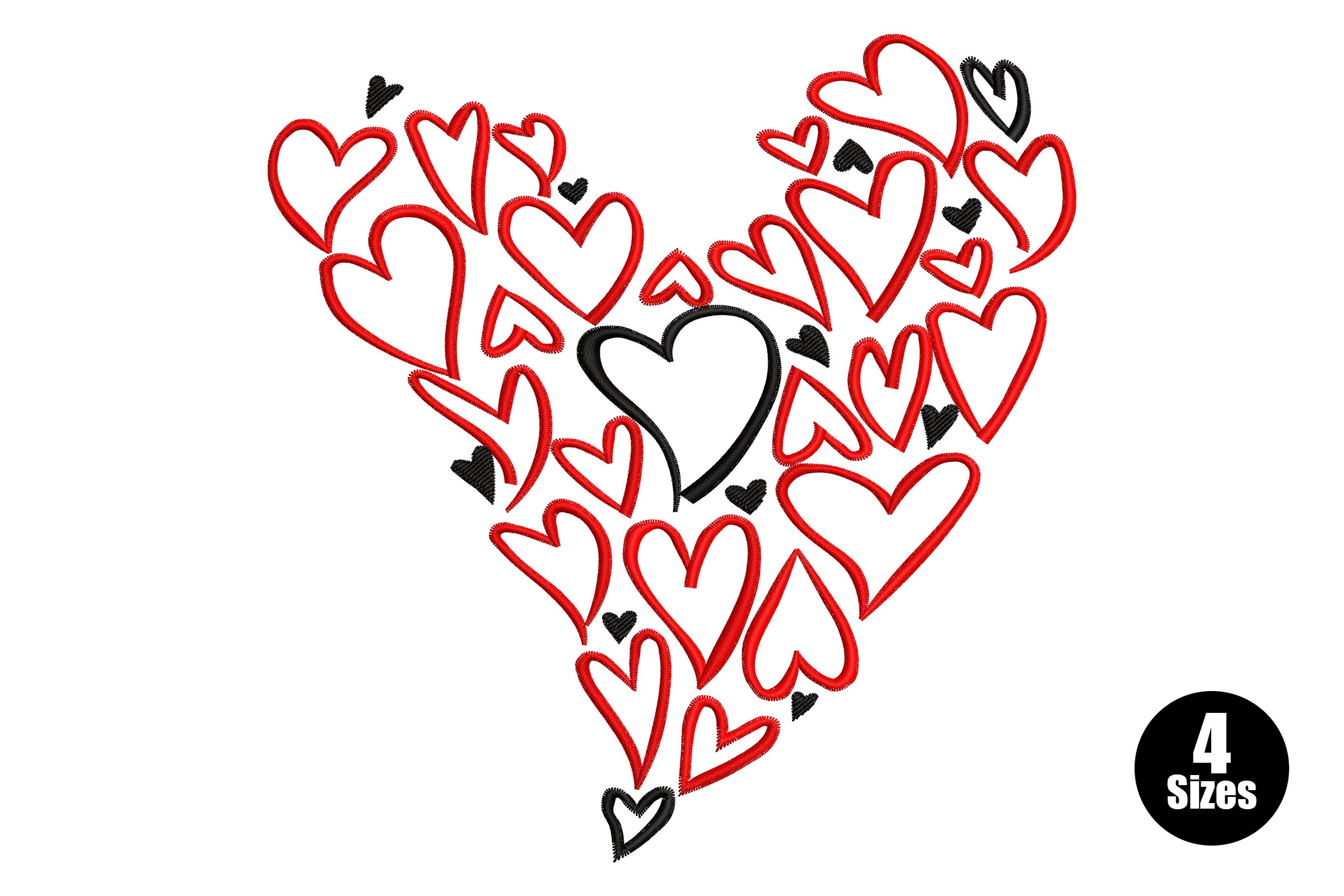 Heart Cluster Embroidery Design