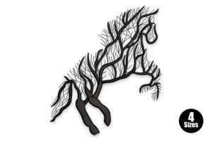 Horse Tree Silhouette Embroidery Design