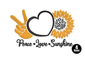 Peace Love Sunshine Machine Embroidery Design