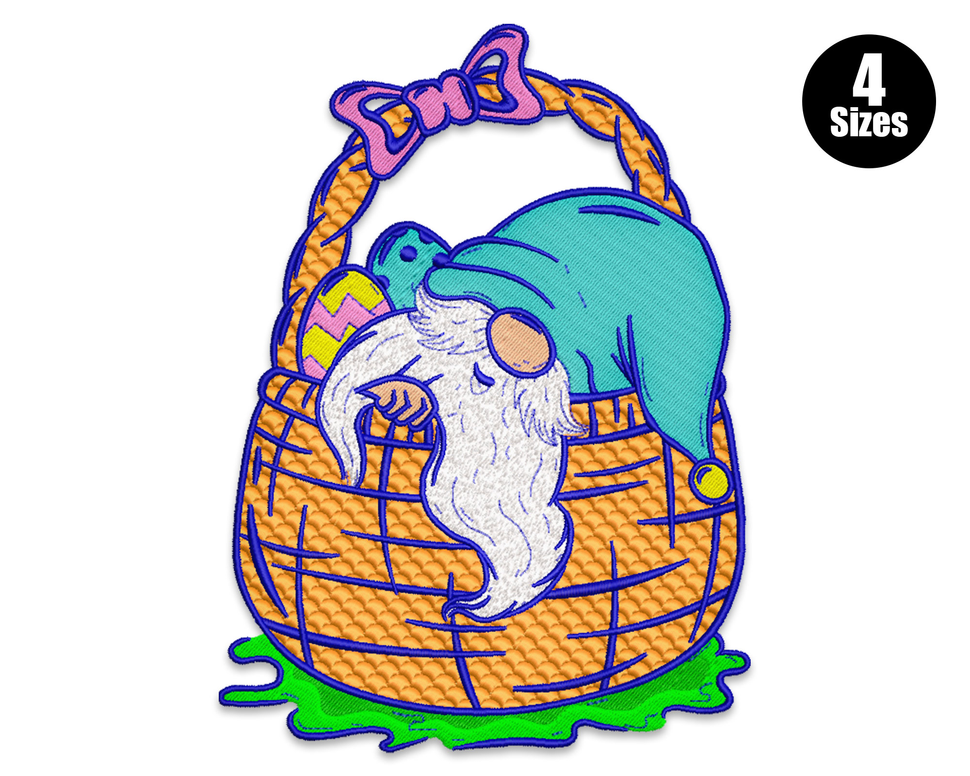 Free Gnome in Basket Embroidery Design