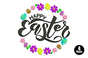 Happy Easter Embroidery Design