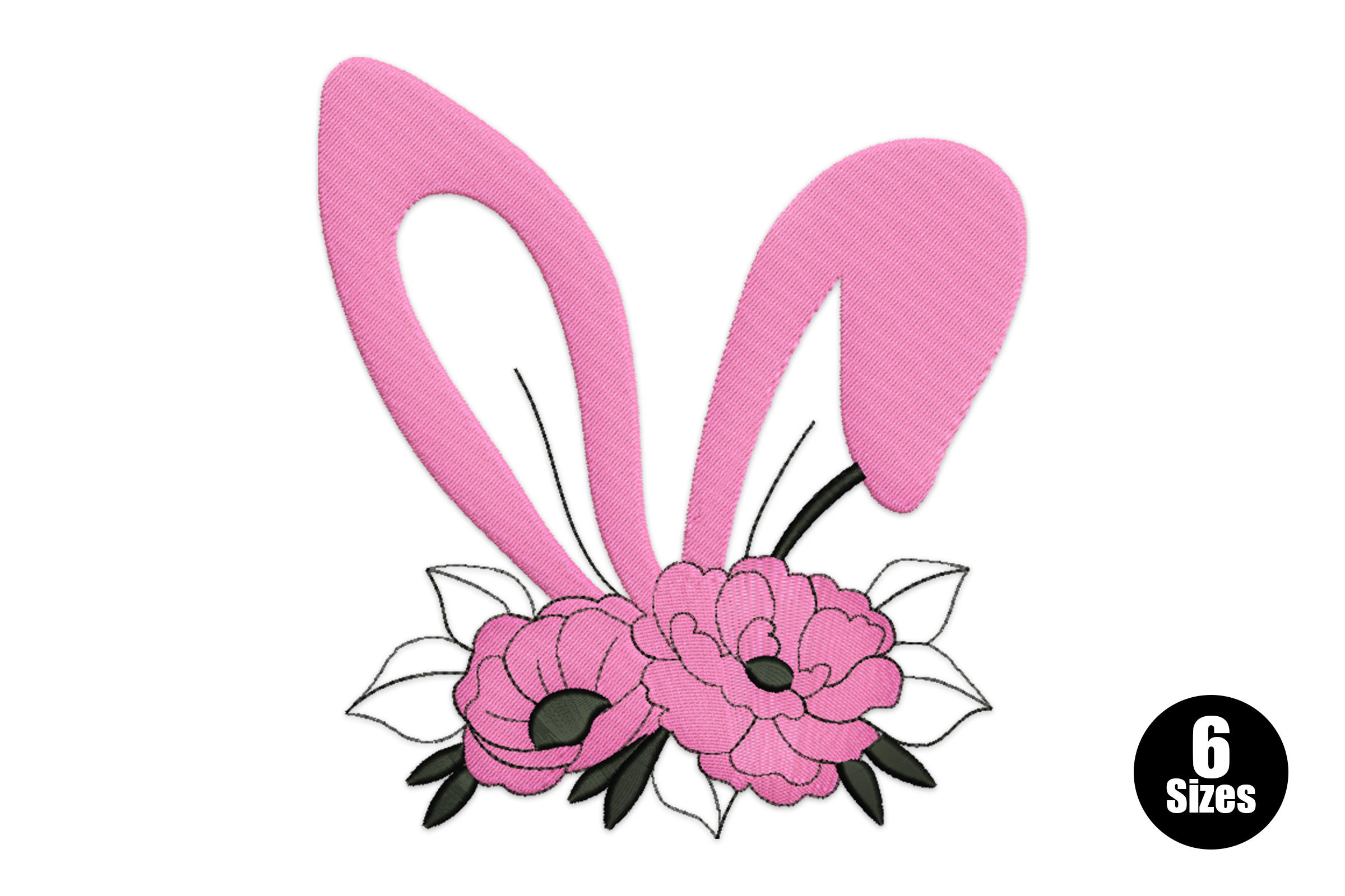 Bunny Ears Floral Embroidery Design