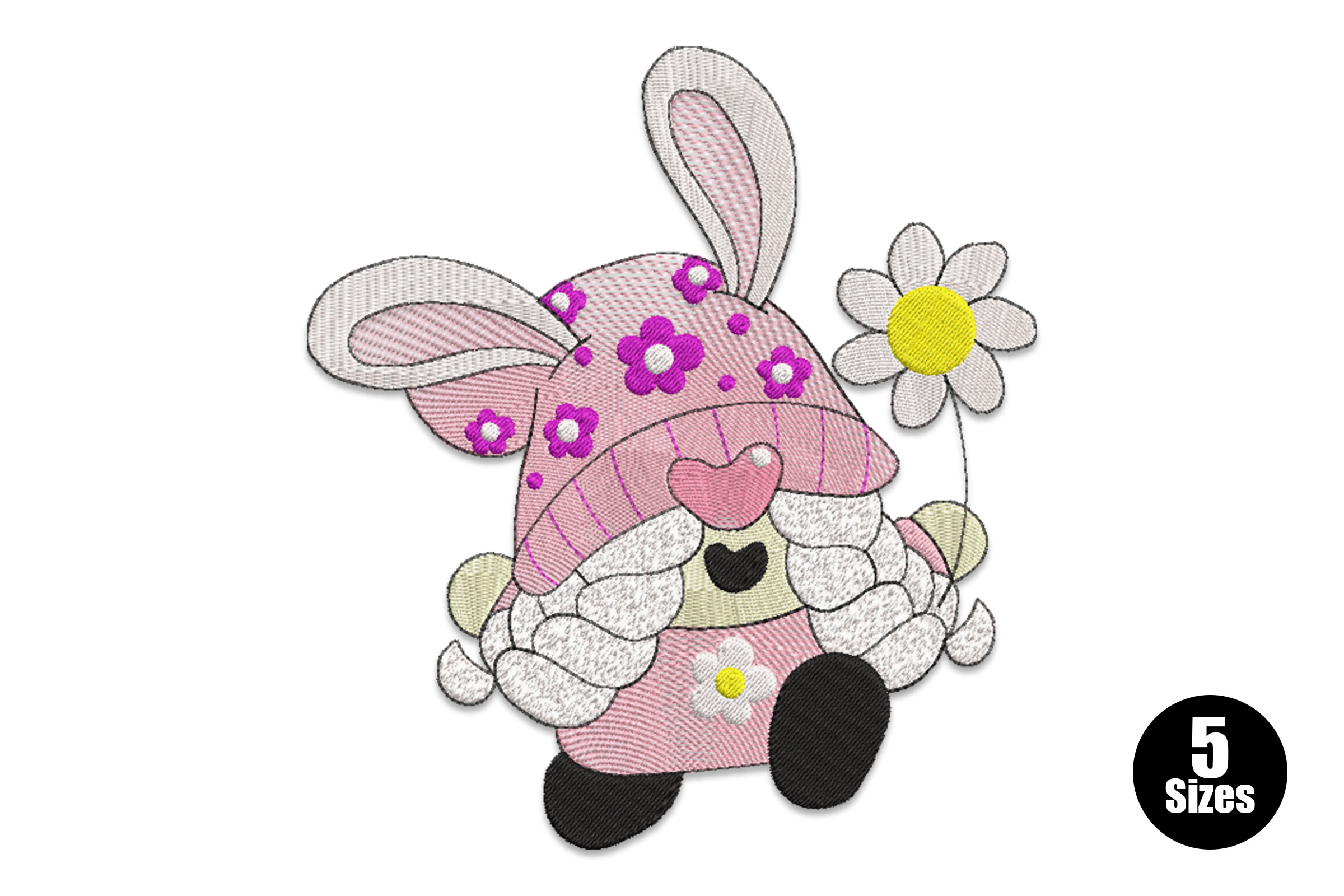 Bunny Holding Daisy Embroidery Design