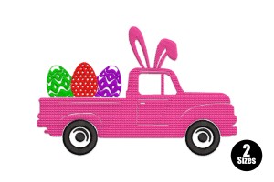 Easter Bunny Truck Embroidery Design