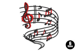 Musical Notes Machine Embroidery Design