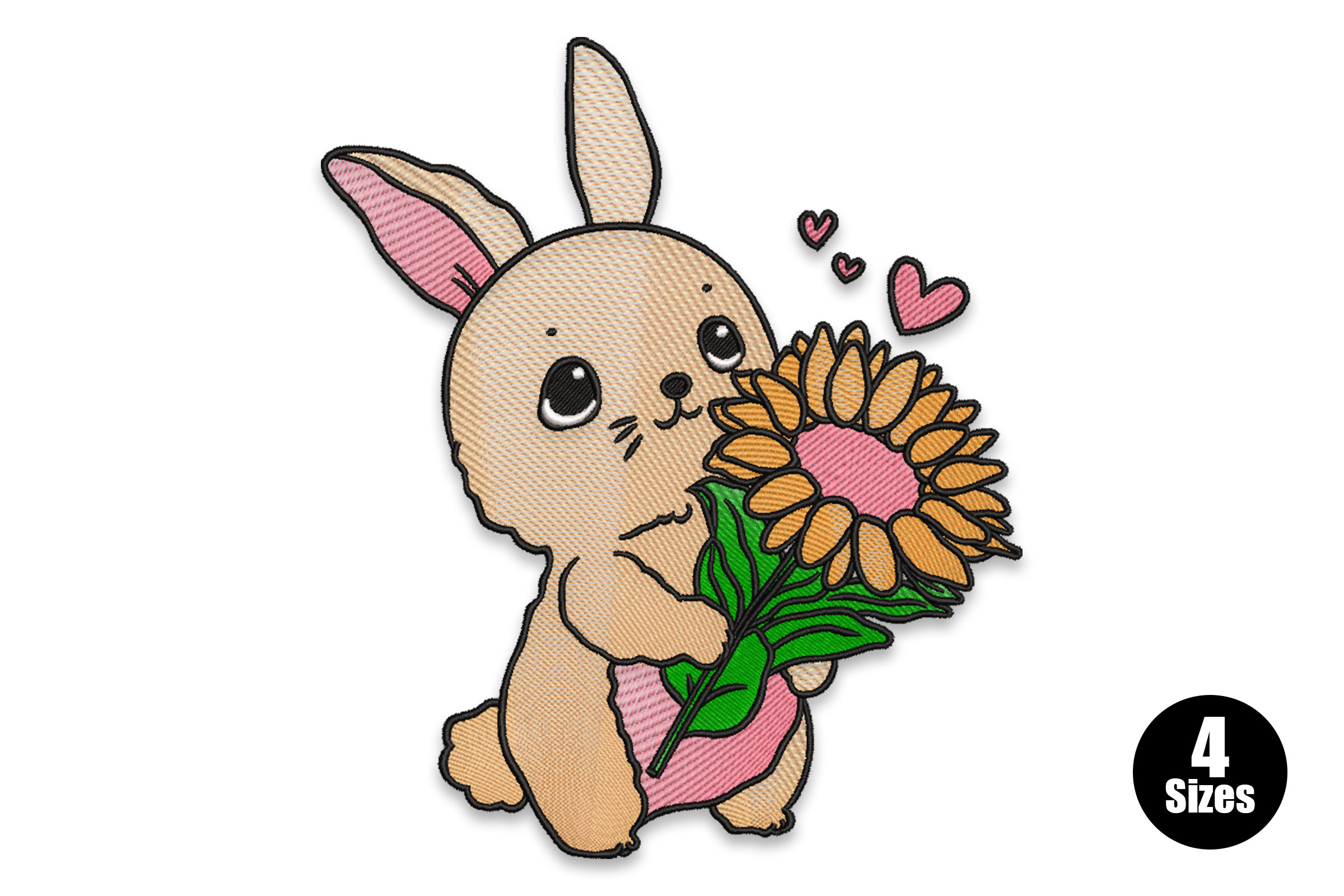 Free Cute Bunny with Sunflower Embroidery Design