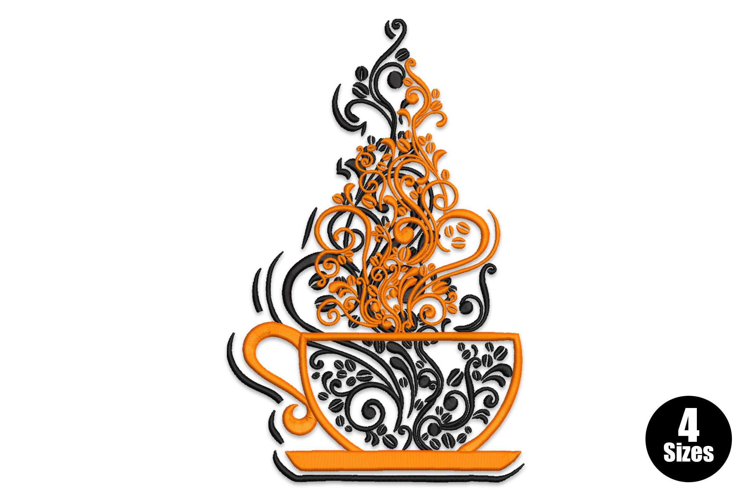 Coffee Cup Machine Embroidery Design