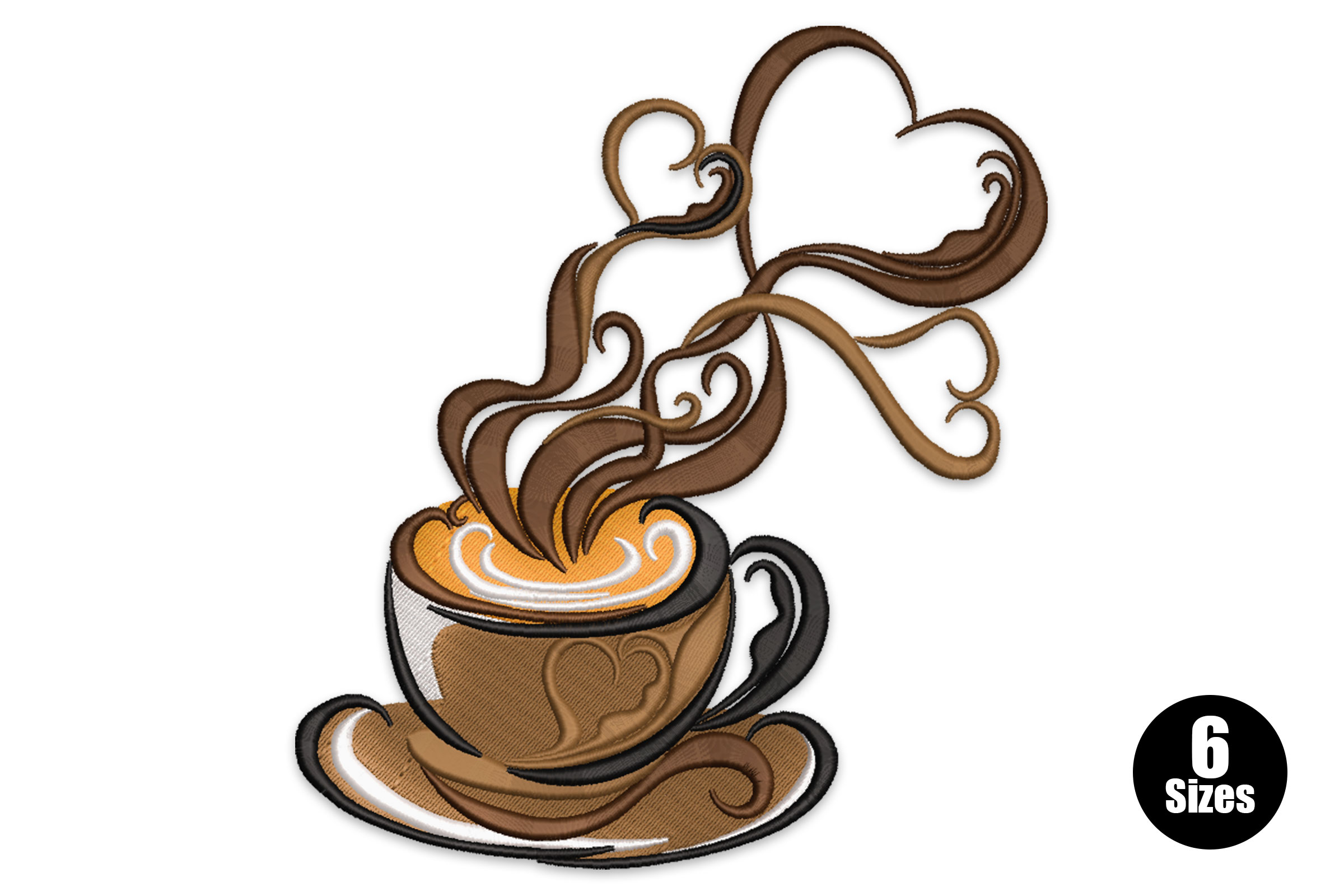 Heartwarming Coffee Swirls Embroidery Design