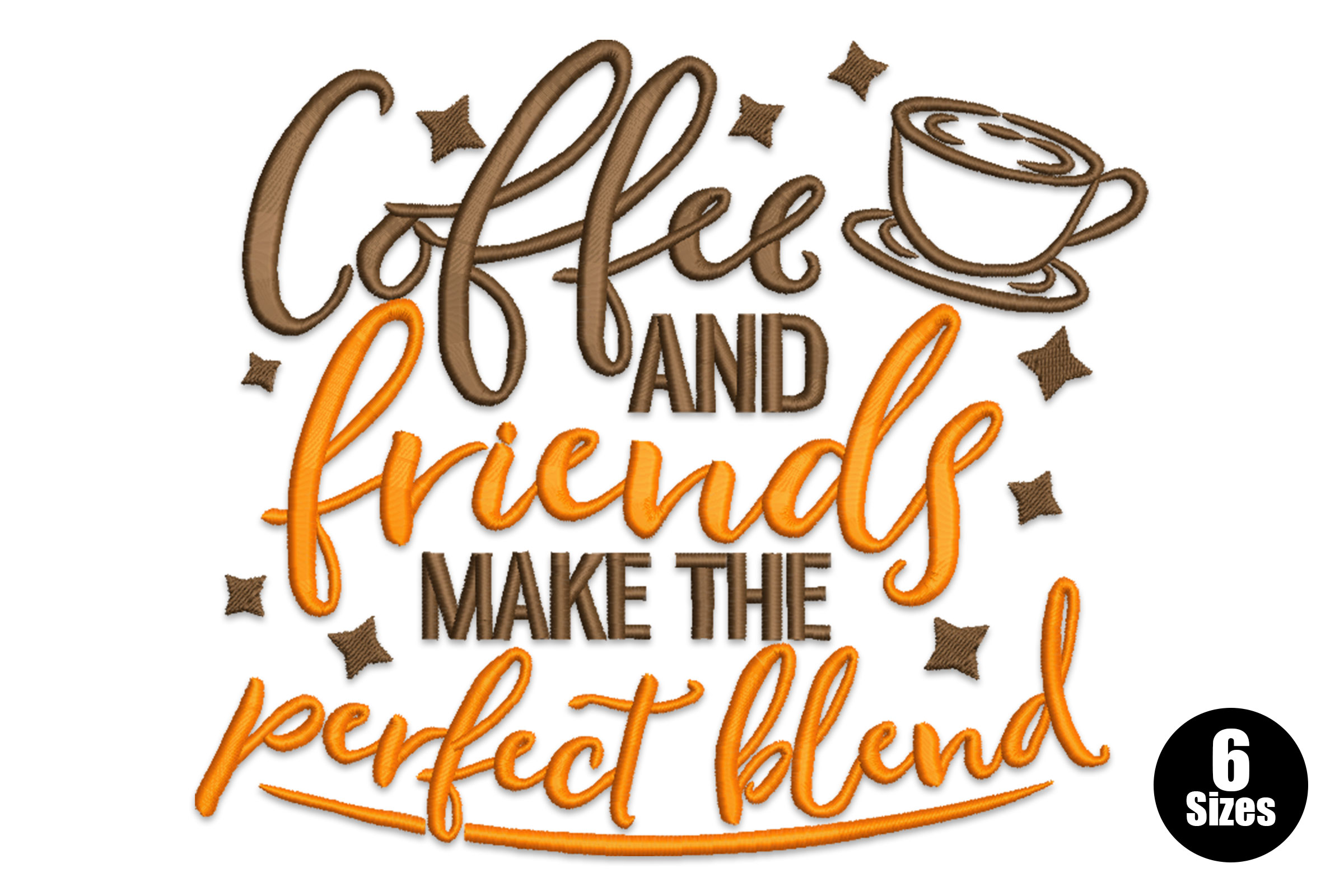 Coffee and Friends Embroidery Design