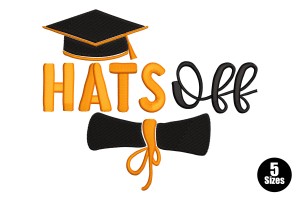 Hats Off Graduation Embroidery Design