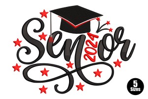 Senior 2024 Graduation Cap Embroidery Design