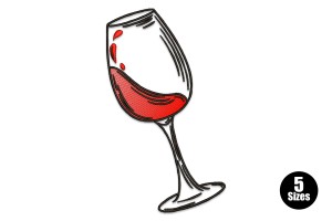 Wine Glass Machine Embroidery Design